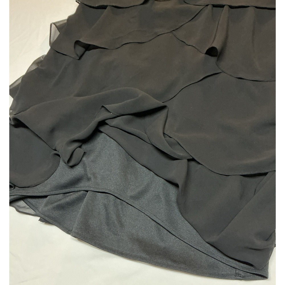 Dressbarn Collection Size 16 Black Cocktail Dress Chiffon Ruffles Sleeveless - Picture 13 of 16